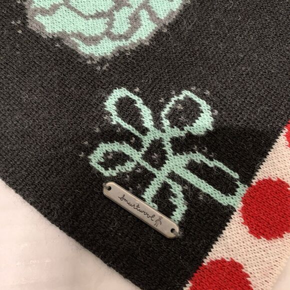 Smartwool Scarf Merino Wool Blend Teal Black Red Flowers 78” Long - Picture 3 of 5